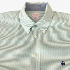 【M】Brooks Brothers(ブルックスブラザーズ) 346 ポロカラーBD( ボタンダウン)シャツ /ストライプ GF刺繍 ポケットなし ノンアイロン スーピマコットン オックスフォード マレーシア製