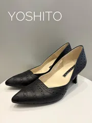 【YOSHITO/ヨシト】パンチングデザインパンプス 22.5cm 革靴 パンプス, ブラック 黒 2E フォーマル 冠婚葬祭 通勤