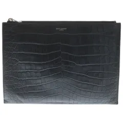 SAINT LAURENT PARIS (サンローランパリ) クロコダイル クラッチバッグ セカンドバッグ レザー ブラック 375950