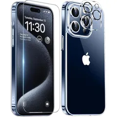 XIWXI iPhone15Pro 用 ケース クリア 耐衝撃 カメラレンズ保護付き アイフォン15Pro用 米軍MIL規格 ストラップホール付き 耐久性 黄変防止 アイホン15プロ用 ワイヤレス充電対応 あいふぉん15Pro用 SGS認証 スマホケース  1