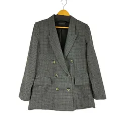 ザラ ZARA チェック柄 ダブルテーラードジャケット レディース import：L 