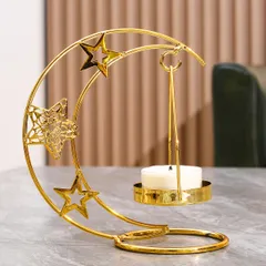キャンドルホルダー キャンドルスタンド 月 星 モチーフ 2種類 ゴールド 高級感 金属 インテリア 装飾 パーティー リビング ダイニング オシャレ 可愛い 寝室