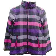 NIKE ナイキ 収納フード付フルジップジャケット サイズS ピンク パープル ブラック 紫 黒 チェック コットンポリ 中国製 アメカジ カラフル 古着