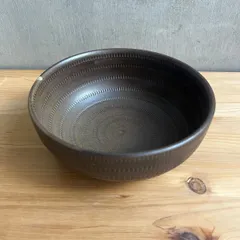 小石原焼 翁明窯元 どんぶり大 黒（マット）17cm 陶器 和食器 ボウル 飛鉋