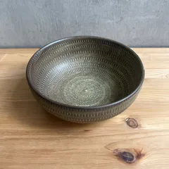 小石原焼 翁明窯元 どんぶり大 黄色（マット）17cm 陶器 和食器 ボウル 飛鉋