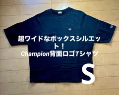 【極太シルエット】Champion チャンピオン オーバーサイズ スウェット Tシャツ 背面ビッグロゴ 黒 S（実質L〜XL相当） C8-M003 ストリート ドロップショルダー ヘビーウェイト