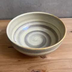 小石原焼 翁明窯元 どんぶり大 うずまき（つや）17cm 陶器 和食器 ボウル 飛鉋