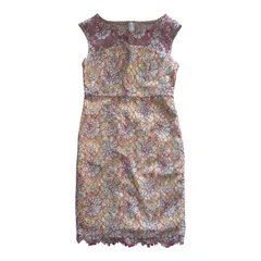  Diagram ダイアグラム レース ワンピース 刺繍 花柄 アイボリー×レッド 日本製 レディース 34 サイズ【Z1806】