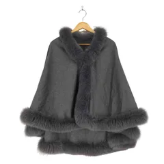 ユーズドフルギ USED古着 カシミヤ100 ファーポンチョ レディース 表記無 