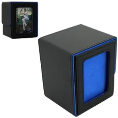 推し窓付きデッキケース マグネット内蔵 トレーディングカード収納 ローダー&セパレーター付属 大容量 (ブルー) [ブルー]