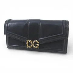 ドルチェ&ガッバーナ ドルガバ DOLCE&GABBANA DG Amore 長財布 ゴールド金具 ブラック 黒系 レザー イタリア製のサムネイル