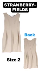 STRAWBERRY-FIELDS ノースリーブワンピース 2 M ベージュ 日本製 フレア 膝丈 セレモニー フォーマル 上品