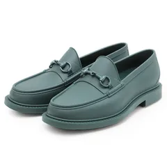 【新品同様】GUCCI グッチ ローファー ラッカーフィニッシュ GG ロゴ インターロッキング ホースビット エンボス フル ラバー レインシューズ 防水 箱・袋付 メンズ UK/AU10 ヴィンテージ グリーン 緑 伊製 771340 J8700 3154のサムネイル