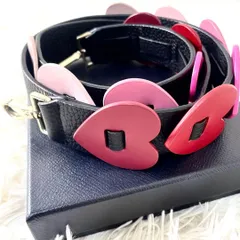 ケイトスペード　ショルダーストラップ　ハート　レザー　ピンク　ブラック