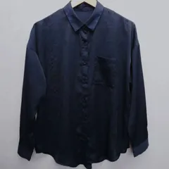 GU ジーユー シャツ 角襟 サイズM 黒 ブラック 無地 ポリエステル100% 中国製 透け感 シースルー 光沢 シンプル 古着