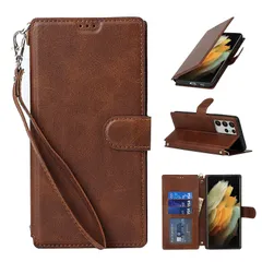 for Galaxy S21 Ultra ケース手帳型 SCG11 SC-52B スマホケース PUレザー Pelanty ストラップ付き マグネット付き 横置きスタンド機能 カード収納 サムスン ギャラクシーS21 Ultra 財布型 携帯カバー 軽量薄型 