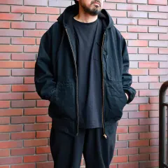 コモリ 25aw ブラック デニム ジップアップ パーカ