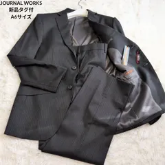 【新品タグ付】JOURNAL WORKS メンズ ビジネスセットアップ 黒×ストライプ A6