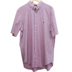 RALPH LAUREN ラルフローレン 半袖チェックシャツ サイズXL 赤青白 コットン100% スリランカ製 アメカジ 大きめサイズ 古着