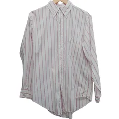 BrooksBrothers Makers ブルックスブラザーズ メイカーズ ストライプボタンダウンシャツ サイズ16L相当 ホワイト コットン100% USA製 オフィスカジュアル 古着