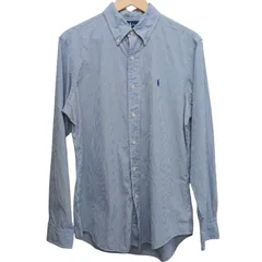 RALPH LAUREN ラルフローレン ビジネスボタンダウンシャツ サイズM ブルー コットン100% 中国製 アメカジ オフィスカジュアル 古着