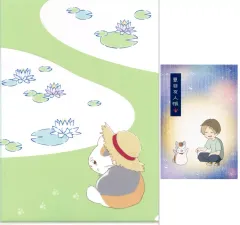 【中古】グッズセット ニャンコ先生＆夏目貴志 ステーショナリーコレクション(クリアファイル＆ポストカード) 「一番くじ 夏目友人帳 暑中お見舞い申し上げます。」 G賞