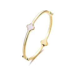 【送料無料】 アドニア レディース ブレスレット・バングル・アンクレット アクセサリー Adornia 14k Gold Plated MotherOfPearl Clover Bangle Gold Tone