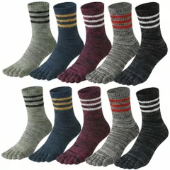 10足セット 靴下 メンズ 五本指ソックス 綿 フリーサイズ 24cm～28cm対応 男性 中厚手 作業用 蒸れない 水虫対策 破れにくい 丈夫な靴下 スポーツ 登山 紳士 ビジネス 