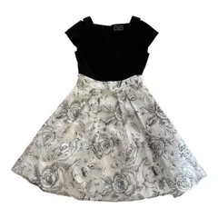  Diagram GRACE CONTINENTAL ダイアグラム グレースコンチネンタル 刺繍フラワーワンピース ブラック×ホワイト レディース36【Z1806】