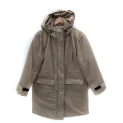 ビームスハート BEAMS HEART 中綿コート ミドル丈 フード付き M ベージュ /SM4