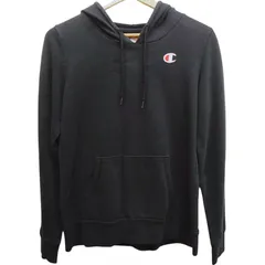 Champion チャンピオン プルオーバー パーカー フーディー サイズL 黒 ブラック 袖プリント シンプル 古着