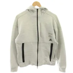 アディダス adidas パーカー スウェット ジップアップ S グレー 長袖 スリーライン /HN