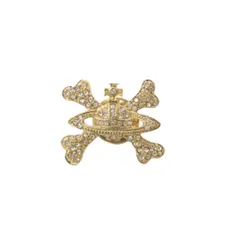 ヴィヴィアンウエストウッド Vivienne Westwood オーブ クロスボーン ピンバッジ ラインストーン ゴールドカラー /KH