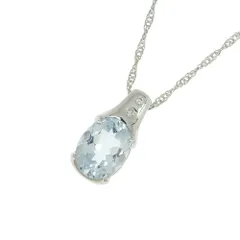 【返品OK】1.60ct 天然アクアマリン ネックレス 42cm Pt850/900 新品仕上げ済み 合計0.02ct 天然ダイヤ レディース プラチナ 白金 一粒 1粒 1P【送料無料】【中古】