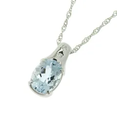 【返品OK】1.65ct 天然アクアマリン ネックレス 42cm Pt850/900 新品仕上げ済み 合計0.02ct 天然ダイヤ レディース プラチナ 白金 一粒 1粒 1P【送料無料】【中古】