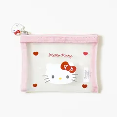 【 韓国限定 】サンリオ ハローキティ メッシュポーチ 小サイズ ピンク 韓国 SANRIO HELLOKITTY キティ フラット メッシュ メイク 小物入れ ポーチ 小銭入れ ミニウォレット ミニ財布 チャーム 正方形 スクエア 日本未入荷 日本未発売