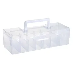 Sumnacon カード収納ケース トレカケース トレーディングカード収納 カード分類収納 大容量カード整理 蓋付く ハンドル付く 携帯収納ケース 6つの仕切り ＰＰ製 ホワイト 1個セット 0