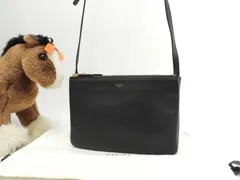 セリーヌ トリオスモール レザー 黒 ゴールド金具 ポシェット クロスボディバッグ@S-CU-0135