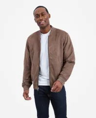 ロンドンフォグ メンズ アウター ジャケット・ブルゾン スエード Mens London Fog Faux Suede Bomber Jacket Coffee コーヒー