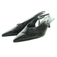 ザラ ZARA パテントポインテッドトゥミュールパンプス 36 黒 ブラック /SS ■OS