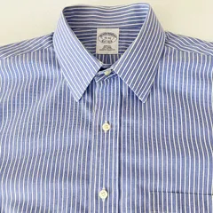 【15-32】Brooks Brothers(ブルックスブラザーズ) レギュラーカラーシャツ ストライプ / Slim Fit / ノンアイロン コットン100% ポケット付 メンズ M相当