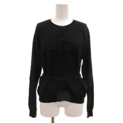 カルヴェン CARVEN カーディガン ニット M 黒 ブラック 長袖 クルーネック ウエストベルト /KR ■GY06