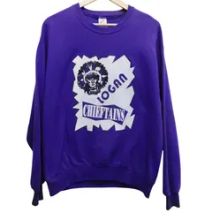 JERZEES ジャージーズ 80sスウェットトレーナー サイズL 紫 コットンポリ USA製 オールドスウェット LOGAN CHIEFTAINS 古着