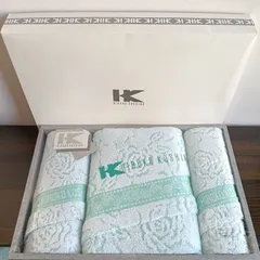 【新品】HIROKO KOSHINO（ヒロココシノ）タオルセット バスタオル1枚 フェイスタオル2枚 ローズ グリーンのサムネイル
