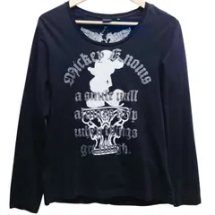 Disney ディズニー プリントロングTシャツ サイズM 黒 コットン100% 中国製 ミッキーマウス ディズニー 古着