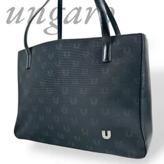 【B4319】 ungaro ウンガロ トートバッグ ブラック 総柄 Uロゴ 肩掛け キャンバス フェイクレザー ジャガード レディース