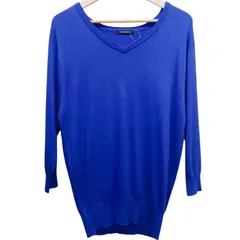 INGNI イング Vネックニット 薄手 サイズМ ブルー 青 レーヨンナイロン混素材 中国製 ガーリー レディース 古着