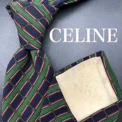 ✨極美品✨】CELINE セリーヌ ネクタイ グリーン ソリッド 無地 光沢