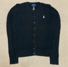 ポロラルフローレン ブラック ケーブル カーディガン XL レディース