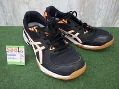 Asics volleyball shoes, sneakers, sports shoes, size 25.5cm, black and orange, used.